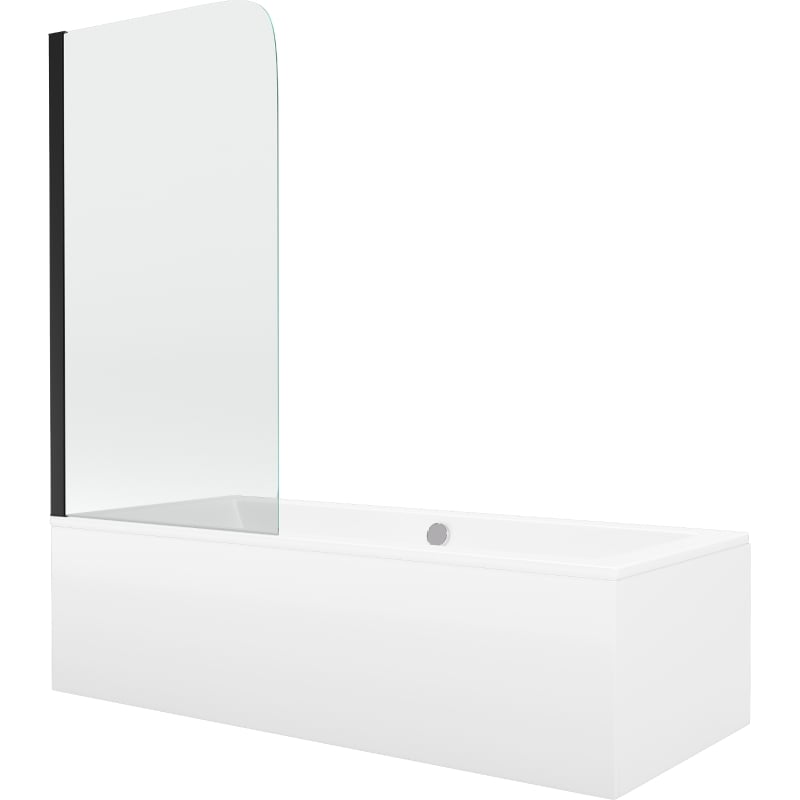 Mexen Cube ristkülikukujuline vann 170 x 80 cm koos korpuse ja 1-lehega 70 cm läbipaistva musta vaheseinaga