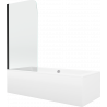 Mexen Cube rechthoekige badkuip 170 x 80 cm met ombouw en 1-vleugelig scherm 70 cm, transparant, zwart - 550517080X9007017000