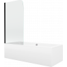 Mexen Cube wanna prostokątna 170 x 80 cm z obudową i parawanem 1-skrzydłowym 70 cm, transparent, czarny - 550517080X9007017000