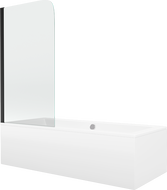Mexen Cube rechthoekige badkuip 170 x 80 cm met ombouw en 1-vleugelig scherm 70 cm, transparant, zwart - 550517080X9007017000
