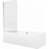 Mexen Cube rechthoekig bad 170 x 80 cm met ombouw en 1-delige scherm 75 cm, transparant, chroom - 550517080X9007510100