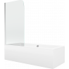 Mexen Cube wanna prostokątna 170 x 80 cm z obudową i parawanem 1-skrzydłowym 75 cm, transparent, chrom - 550517080X9007510100