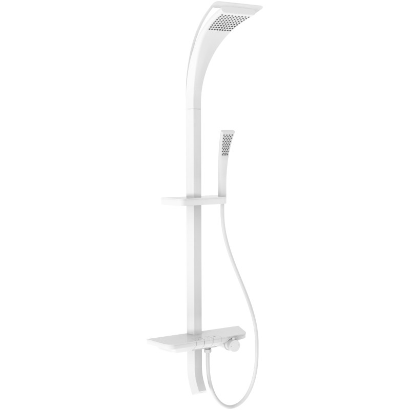 Mexen Sonic exposed shower set with rain showerhead and tap, white - 78110-20