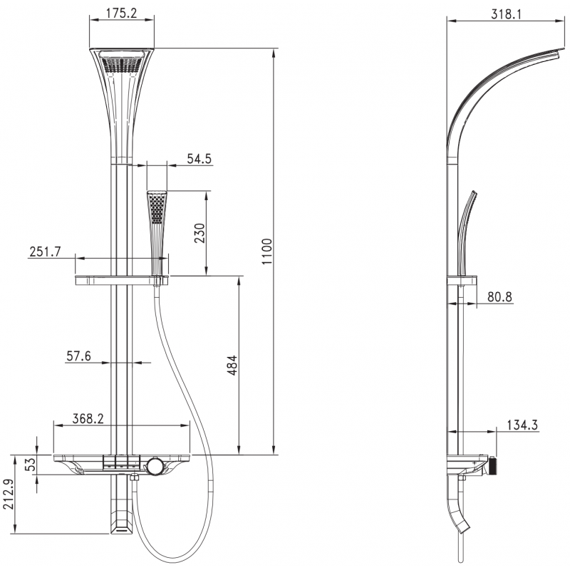 Mexen Sonic ulkoinen suihkusarja sadesuihkulla ja hanalla, valkoinen - 78110-20
