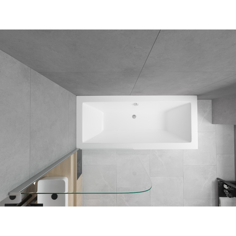 Mexen Cube ristkülikukujuline vann mõõtmetega 170 x 80 cm, korpuse ja üheosaline dušiseinaga 75 cm, läbipaistev, kroomitud