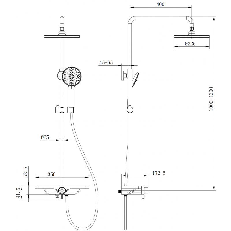 Mexen Frost conjunto de chuveiro de sobrepor com chuveiro de teto e mistura, branco - 78111-20