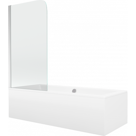 Mexen Cube rechthoekig bad 170 x 80 cm met ombouw en 1-delige scherm 80 cm, transparant, chroom - 550517080X9008010100