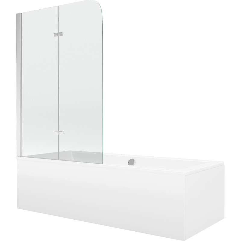 Mexen Cube ristkülikukujuline vann mõõtmetega 170 x 80 cm koos katte ja kahe tiivaga seinaga 80 cm, läbipaistev, kroom