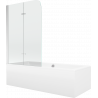Mexen Cube rechthoekig bad 170 x 80 cm met ombouw en 2-delige scherm 80 cm, transparant, chroom - 550517080X9008020100