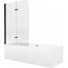 Mexen Cube vasca da bagno rettangolare 170 x 80 cm con pannello e paravento a 2 ante 80 cm, trasparente, nero