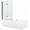 Mexen Cube wanna prostokątna 170 x 80 cm z obudową i parawanem 2-skrzydłowym 80 cm, transparent, czarny - 550517080X9008027000