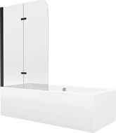 Mexen Cube rectangular bathtub 170 x 80 cm with casing and 2-wing screen 80 cm, transparent, black - 550517080X9008027000