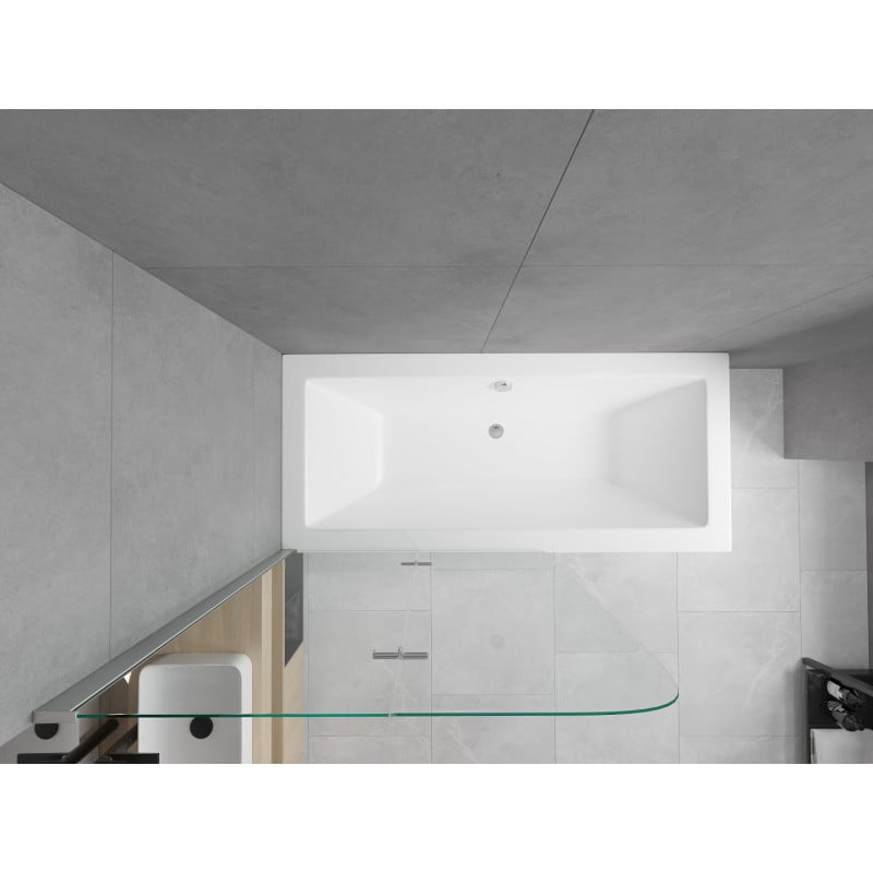 Mexen Cube bañera rectangular 170 x 80 cm con carcasa y mampara de 2 hojas 100 cm, transparente, cromo - 550517080X9010020100