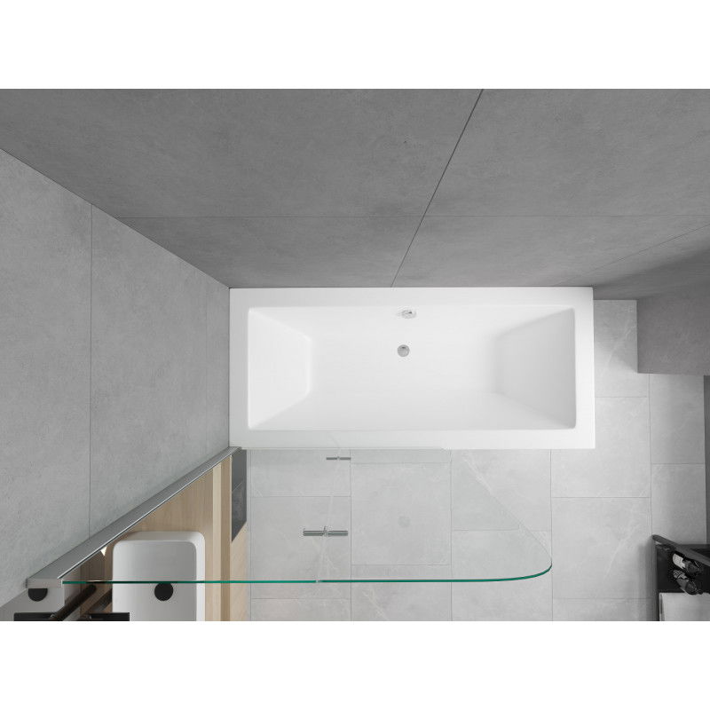 Mexen Cube suorakulmainen kylpyamme 170 x 80 cm kotelolla ja kaksisiipisellä suihkuseinällä 100 cm, läpinäkyvä, kromi