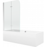 Mexen Cube wanna prostokątna 170 x 80 cm z obudową i parawanem 2-skrzydłowym 100 cm, transparent, chrom - 550517080X9010020100