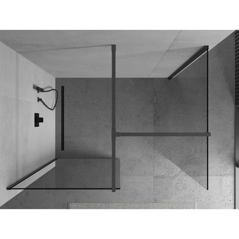 Mexen Kioto Walk-In Duschwand 140 x 95 cm, transparent, gebürstet Kanonengrau - 800-140-202-66-00-095