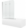 Mexen Cube wanna prostokątna 170 x 80 cm z obudową i parawanem 3-skrzydłowym 120 cm, transparent, chrom - 550517080X9012030100