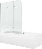 Mexen Cube pravokutna kada 170 x 80 cm s oblogom i 3-krilnim paravanom 120 cm, prozirna, krom - 550517080X9012030100