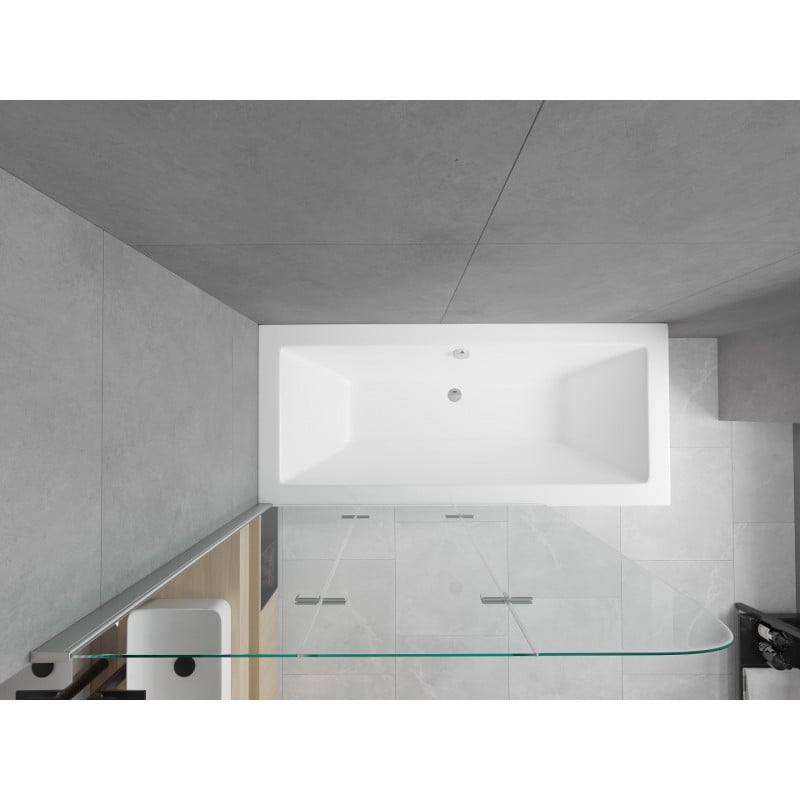 Mexen Cube bañera rectangular 170 x 80 cm con carcasa y mampara de 3 hojas 120 cm, transparente, cromo - 550517080X9012030100