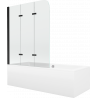 Mexen Cube vasca rettangolare 170 x 80 cm con rivestimento e paravento a 3 pannelli 120 cm, trasparente, nero
