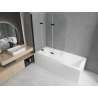 Mexen Cube vasca rettangolare 170 x 80 cm con pannello e paravento a 3 ante 120 cm, trasparente, nero - 550517080X9012037000