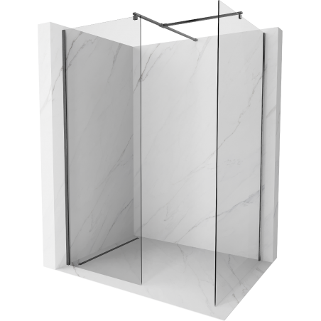 Mexen Kioto tuš pregrada Walk-in 155 x 120 cm, prozirna, četkana pištoljsko siva - 800-155-202-66-00-120