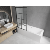 Mexen Cube rectangular bathtub 170 x 80 cm with enclosure and 1-fold screen 70 cm, black fix pattern - 550517080X9307007077
