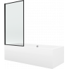 Mexen Cube Rectangular Bathtub 170 x 80 cm with Enclosure and 1-Panel Screen 70 cm, Black Pattern - 550517080X9307017070