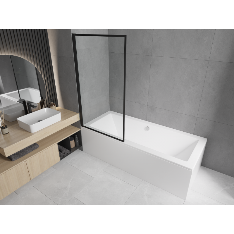 Mexen Cube ορθογώνια μπανιέρα 170 x 80 cm με πάνελ και μονόφυλλη οθόνη 70 cm,