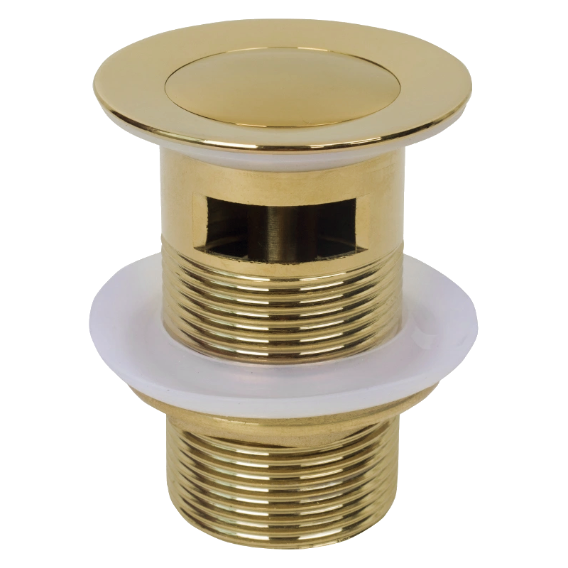 Mexen Klick-Klack-Ablaufventil, klein, rund, mit Überlauf, gold - 79925-50