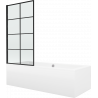 Mexen Cube rechthoekig bad 170 x 80 cm met ombouw en 1-deurs scherm 80 cm, zwart patroon - 550517080X9308017077