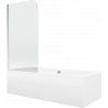 Mexen Cube wanna prostokątna 180 x 80 cm z obudową i parawanem 1-skrzydłowym 75 cm, transparent, chrom - 550518080X9007510100