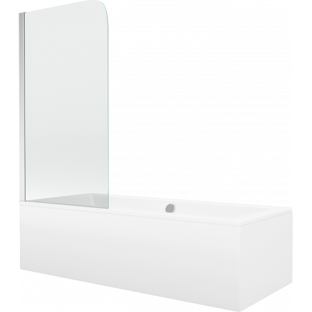 Mexen Cube wanna prostokątna 180 x 80 cm z obudową i parawanem 1-skrzydłowym 80 cm, transparent, chrom - 550518080X9008010100