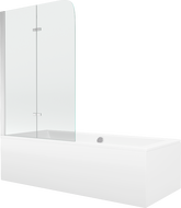 Mexen Cube rechthoekig bad 180 x 80 cm met ombouw en 2-delige scherm 100 cm, transparant, chroom - 550518080X9010020100