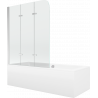 Mexen Cube rechthoekig bad 180 x 80 cm met ombouw en 3-vleugelig scherm 120 cm, transparant, chroom - 550518080X9012030100