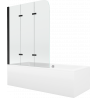 Mexen Cube rechthoekig bad 180 x 80 cm met ombouw en 3-vleugelig scherm 120 cm, transparant, zwart - 550518080X9012037000