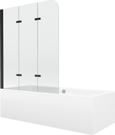 Mexen Cube rechthoekig bad 180 x 80 cm met ombouw en 3-vleugelig scherm 120 cm, transparant, zwart - 550518080X9012037000
