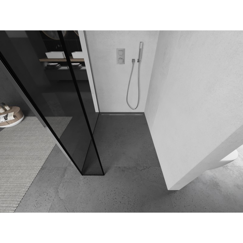 Mexen Kioto douchewand Walk-in 140 x 30 cm, zwart frame, chroom - 800-140-212-01-70-030