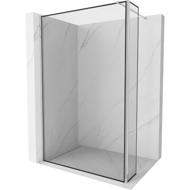 Mexen Kioto tuš pregradna stena Walk-in 150 x 40 cm, črna obroba, krom - 800-150-212-01-70-040