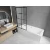 Mexen Cube rectangular bathtub 180 x 80 cm with enclosure and 1-wing screen 70 cm, black pattern - 550518080X9307017077