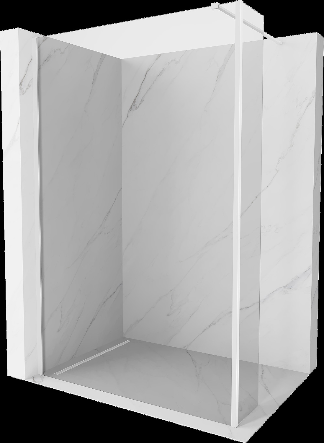 Mexen Kioto ścianka prysznicowa Walk-in 130 x 30 cm, transparent, biała - 800-130-212-20-00-030