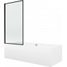 Mexen Cube rectangular bath 180 x 80 cm with enclosure and 1-winged screen 80 cm, black pattern fix - 550518080X9308007070