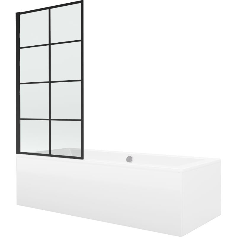 Mexen Cube ristkülikukujuline vann 180 x 80 cm koos ümbrise ja 1-lehega ekraaniga 80 cm, must muster fikseeritud