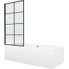 Mexen Cube taisnstūra vanna 180 x 80 cm ar apdari un 1-spārna ekrānu 80 cm, melns raksts fix - 550518080X9308007077