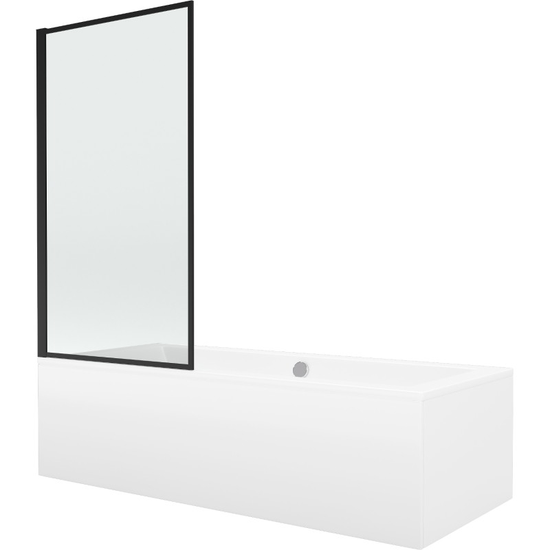 Mexen Cube ristkülikukujuline vann 180 x 80 cm koos katte ja 1-tiivalise ekraaniga 80 cm, must muster - 550518080X9308017070