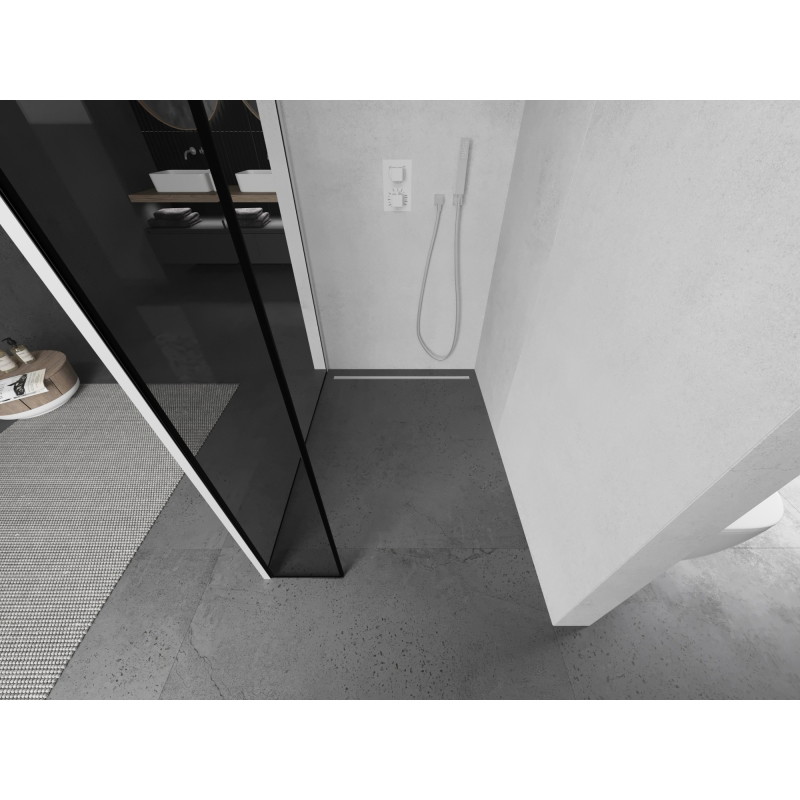 Mexen Kioto dušisein Walk-in 90 x 30 cm, must raam, valge - 800-090-212-20-70-030