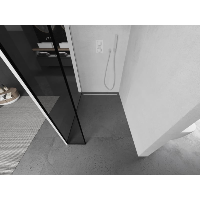Mexen Kioto ścianka prysznicowa Walk-in 100 x 40 cm, czarna ramka, biała - 800-100-212-20-70-040