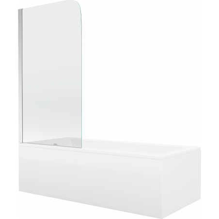 Mexen Cubik rechthoekig bad 150 x 70 cm met ombouw en 1-delige wand 70 cm, transparant, chroom - 550315070X9007010100