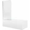 Mexen Cubik rechthoekig bad 150 x 70 cm met ombouw en 1-delige wand 70 cm, transparant, chroom - 550315070X9007010100