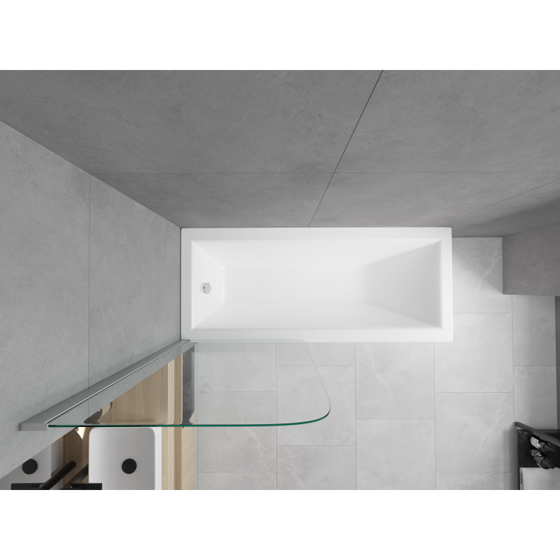 Mexen Cubik bañera rectangular 150 x 70 cm con revestimiento y pantalla de 1 hoja 70 cm, transparente, cromo